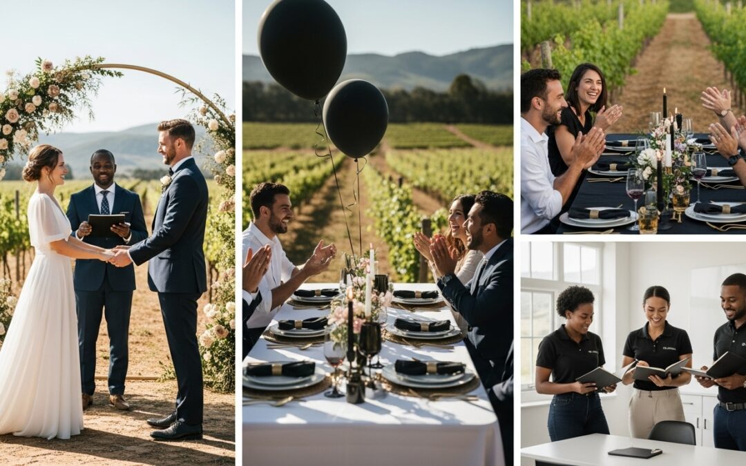 bespoke celebrations, unique events, vineyard gathering