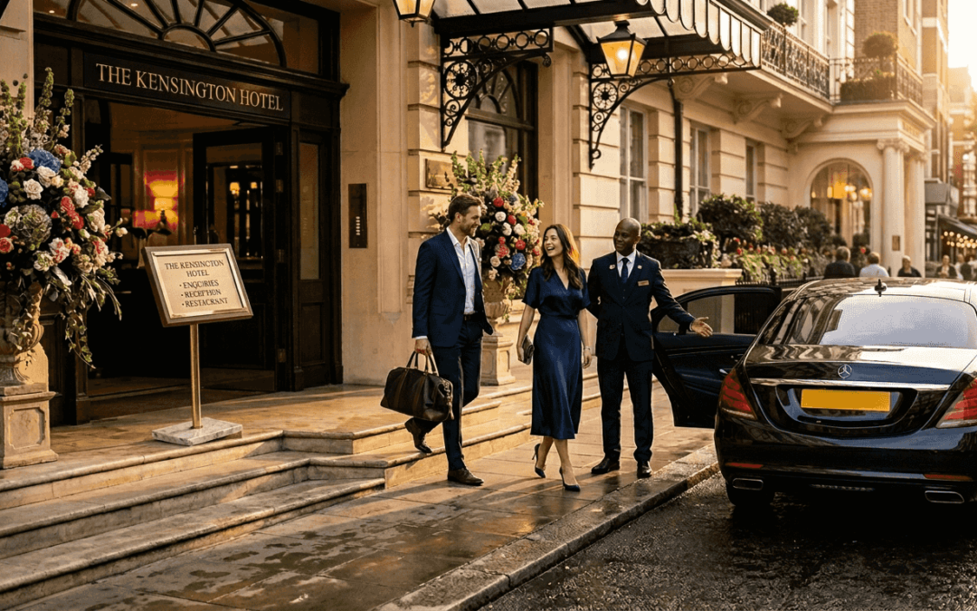 Guests arriving at luxury hotel event