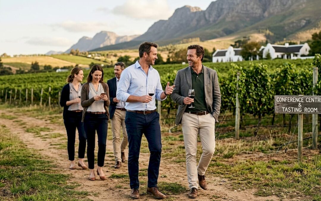 Professionals at wine estate corporate event