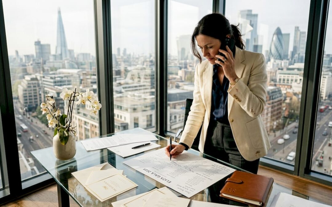 Event manager reviews luxury celebration planning