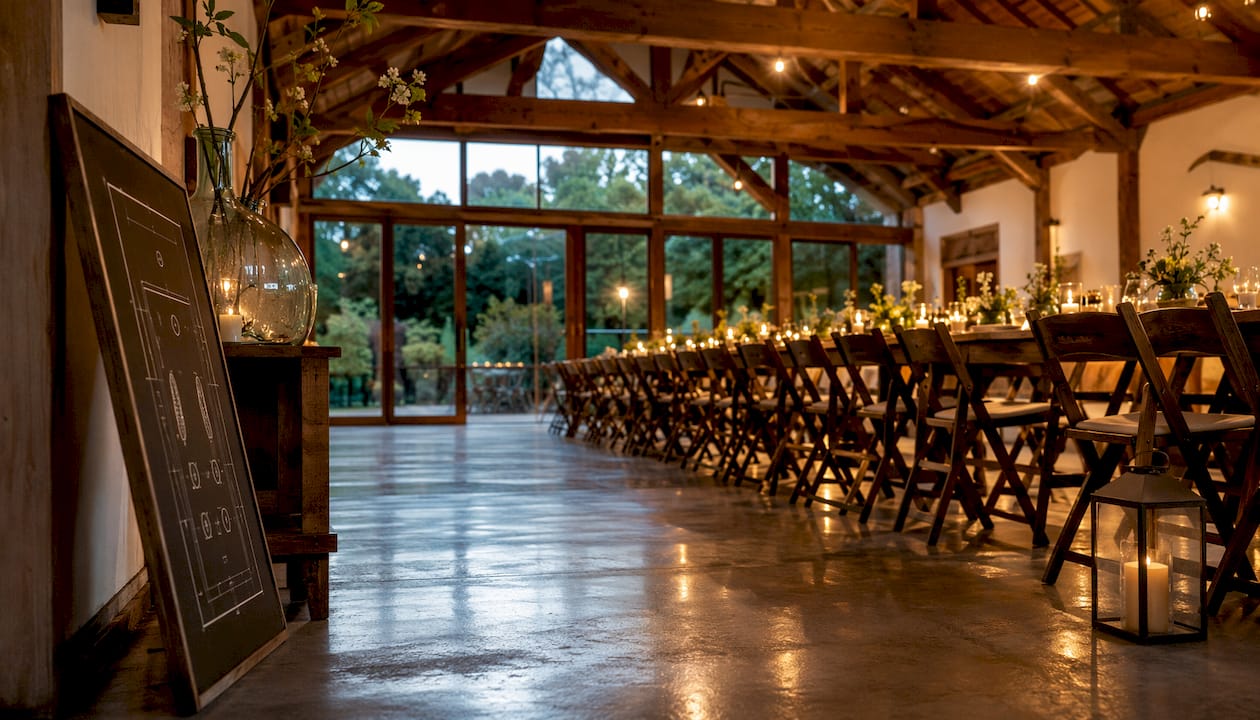 Empty private event venue interior layout