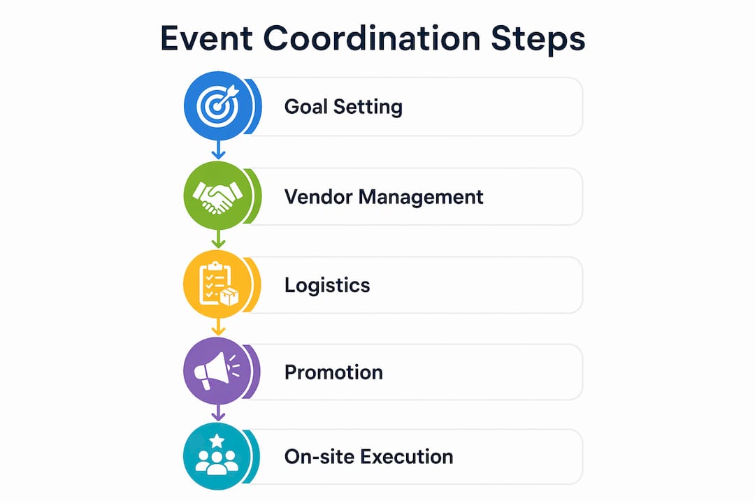 Infographic showing steps of event coordination