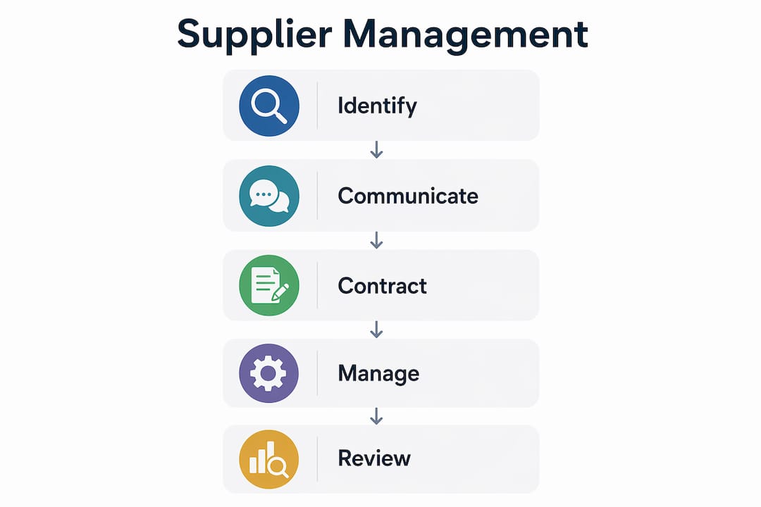 Infographic showing event supplier management steps