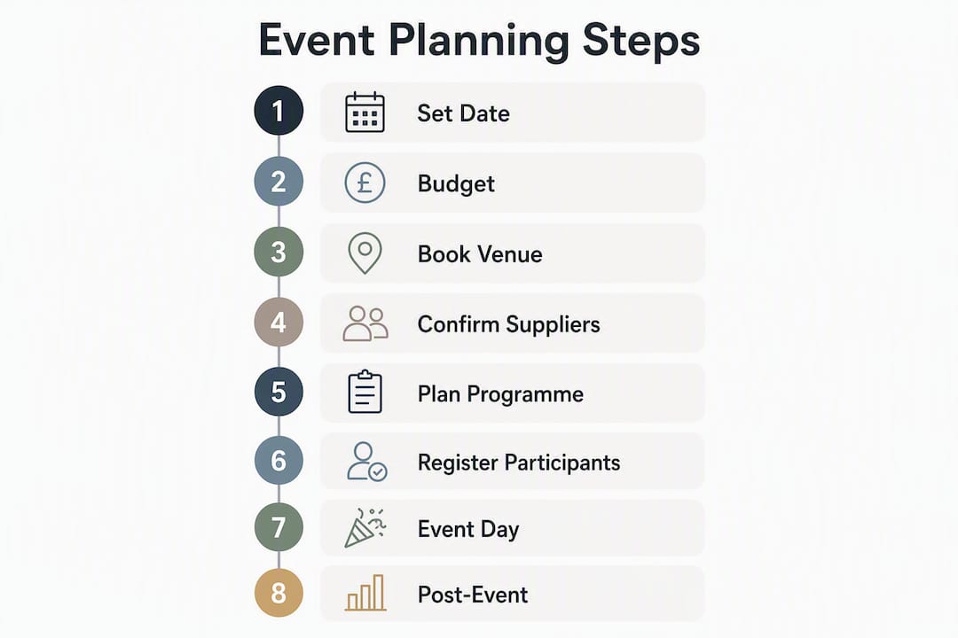 Infographic showing step-by-step event planning checklist
