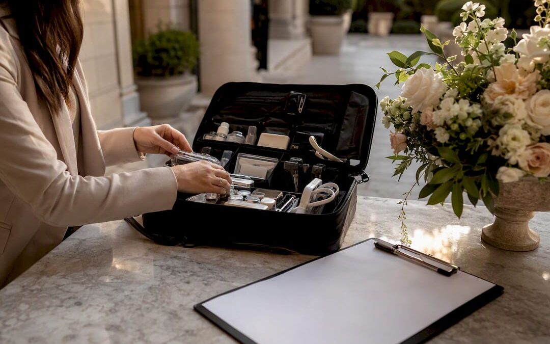 Wedding emergency kit on elegant table