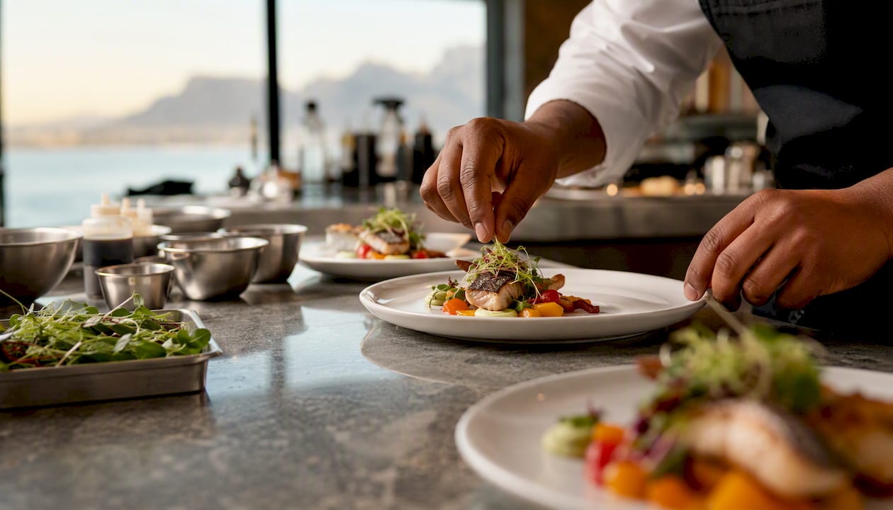 Hands plating wedding vendor meals