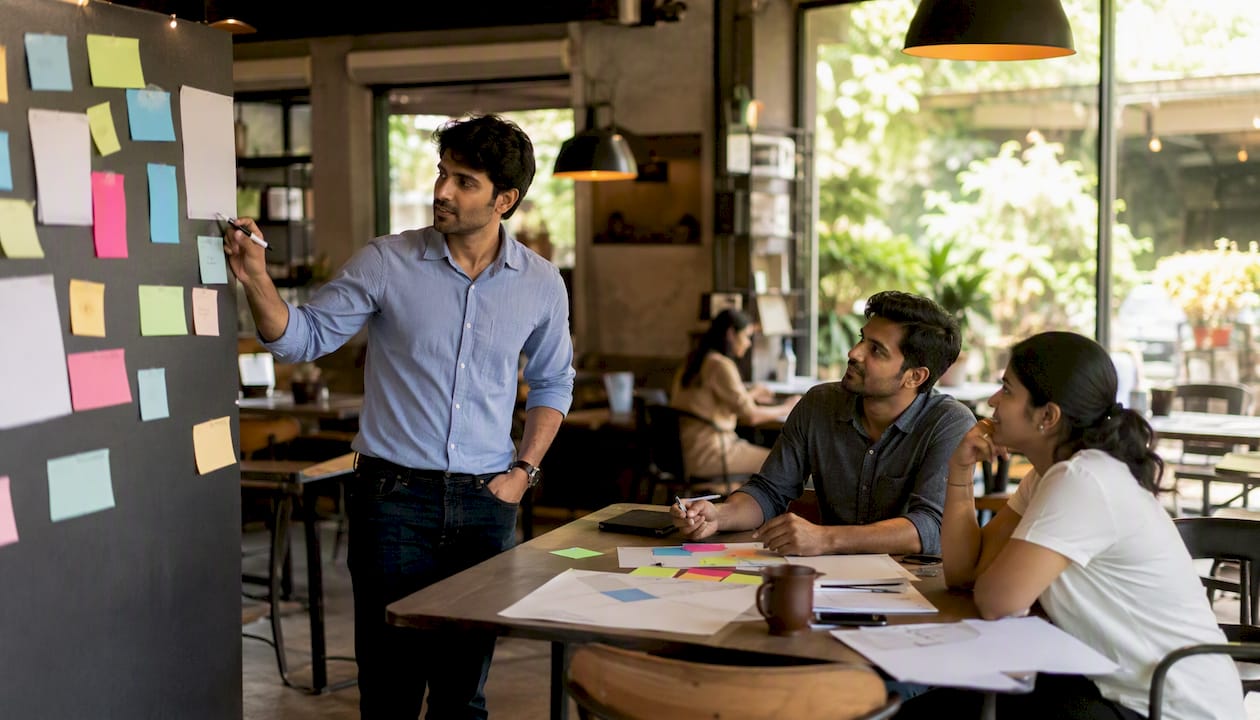 Team planning event basics in coworking space