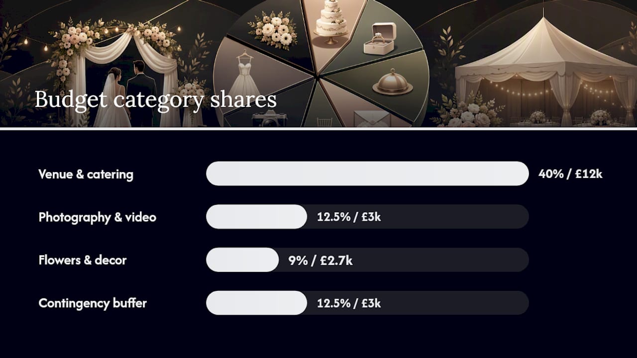 Wedding budget percentage allocation chart