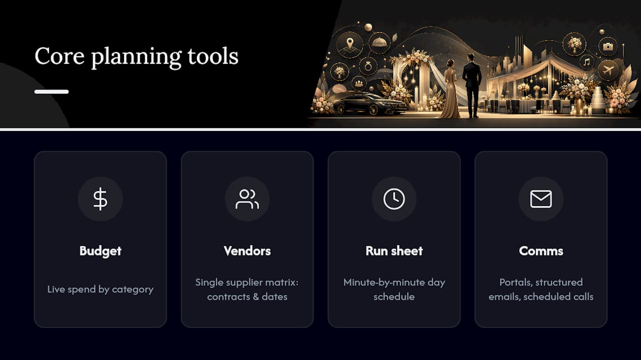What tools keep a full-service planning process organised? — overview diagram