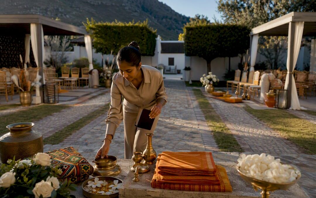 Ceremony spaces prepared for African Indian wedding