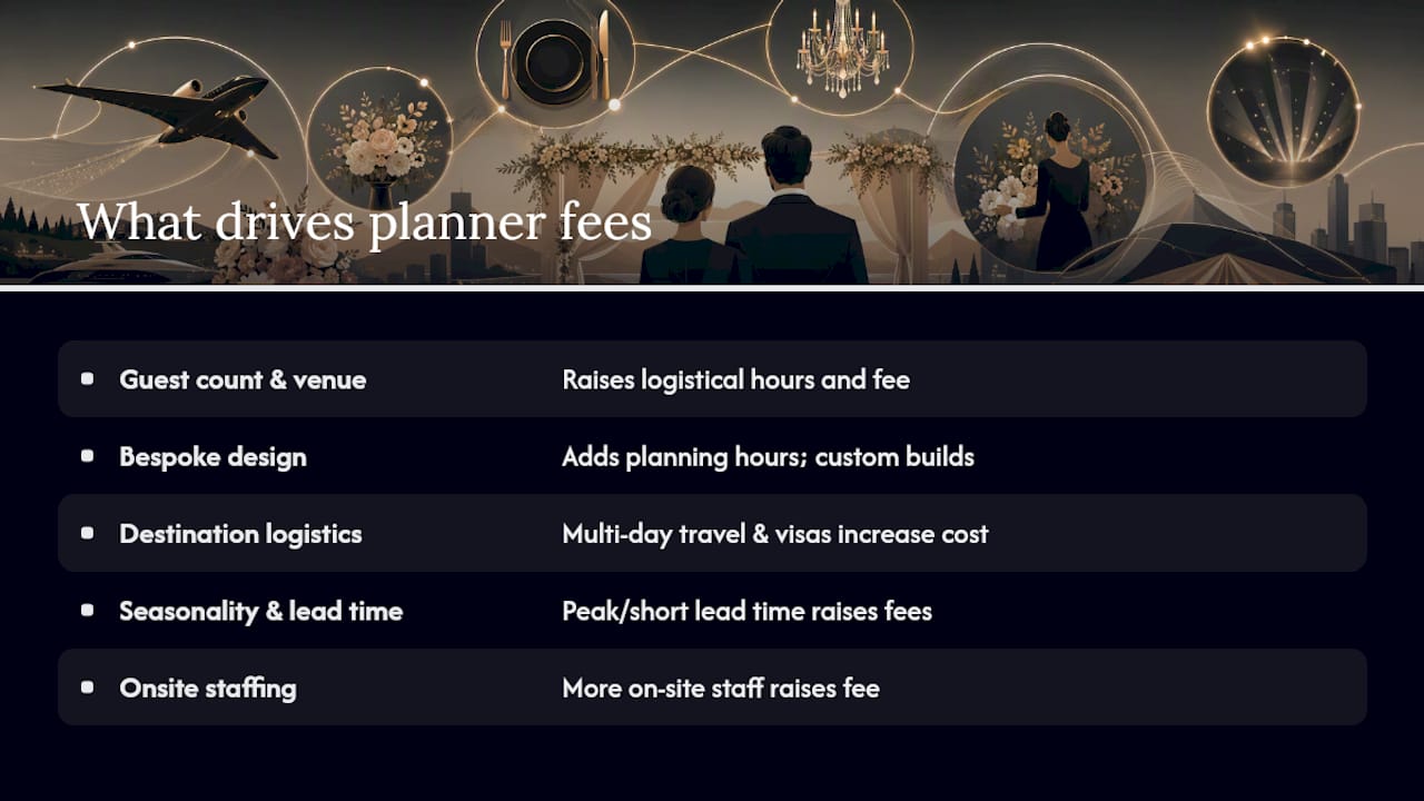 Factors that influence wedding planner fees