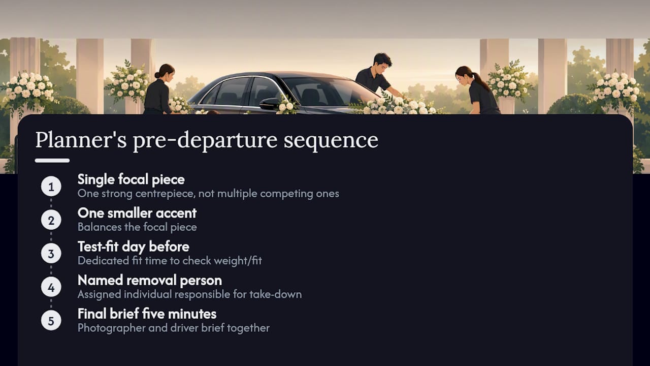 What a planner checks before the car leaves for the ceremony — overview diagram