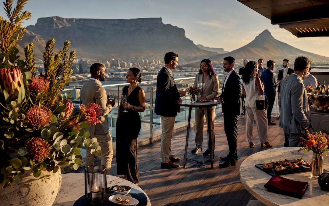 Elegant summer corporate cocktail reception